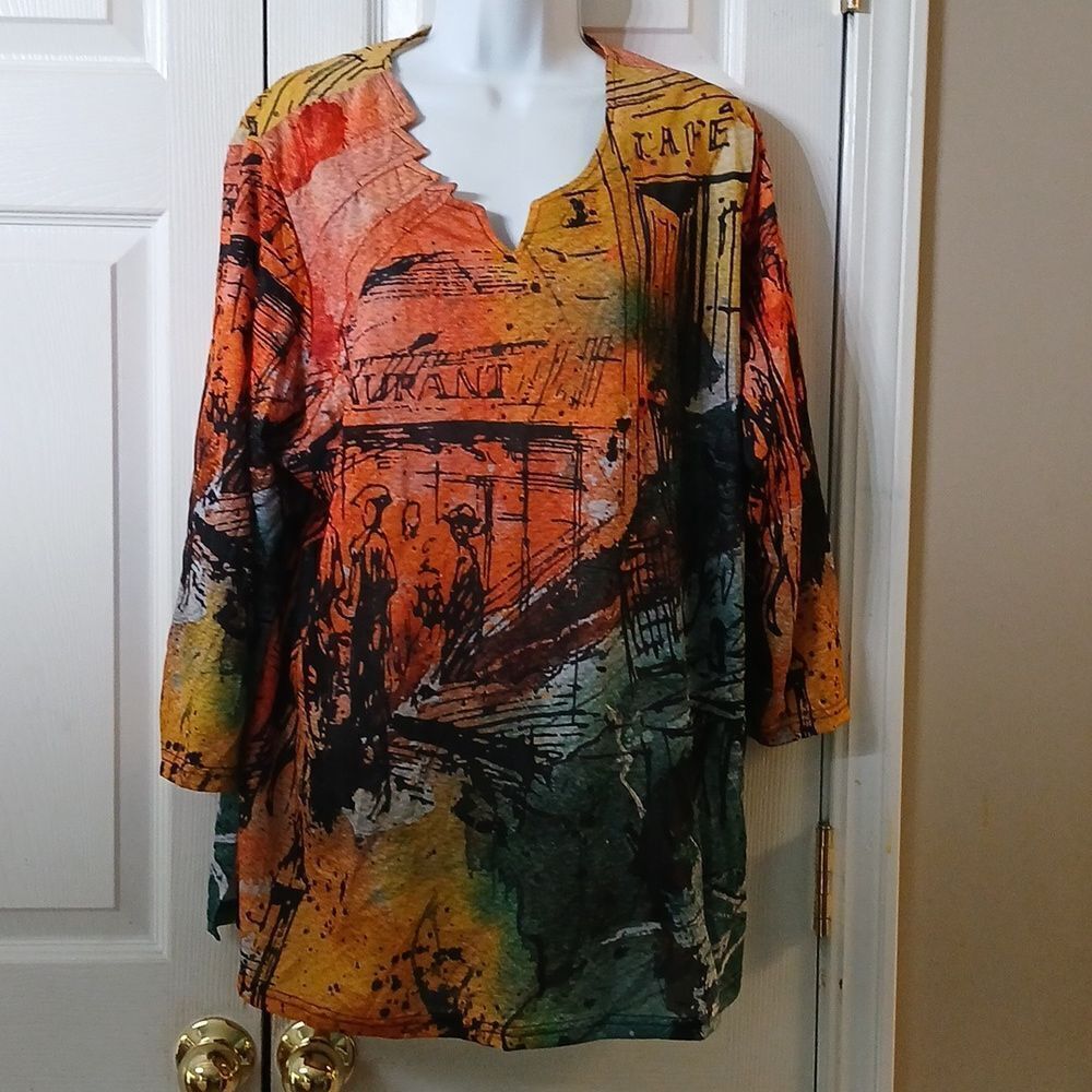Parsley & Sage sheer multicolor tunic blouse Sz 1X